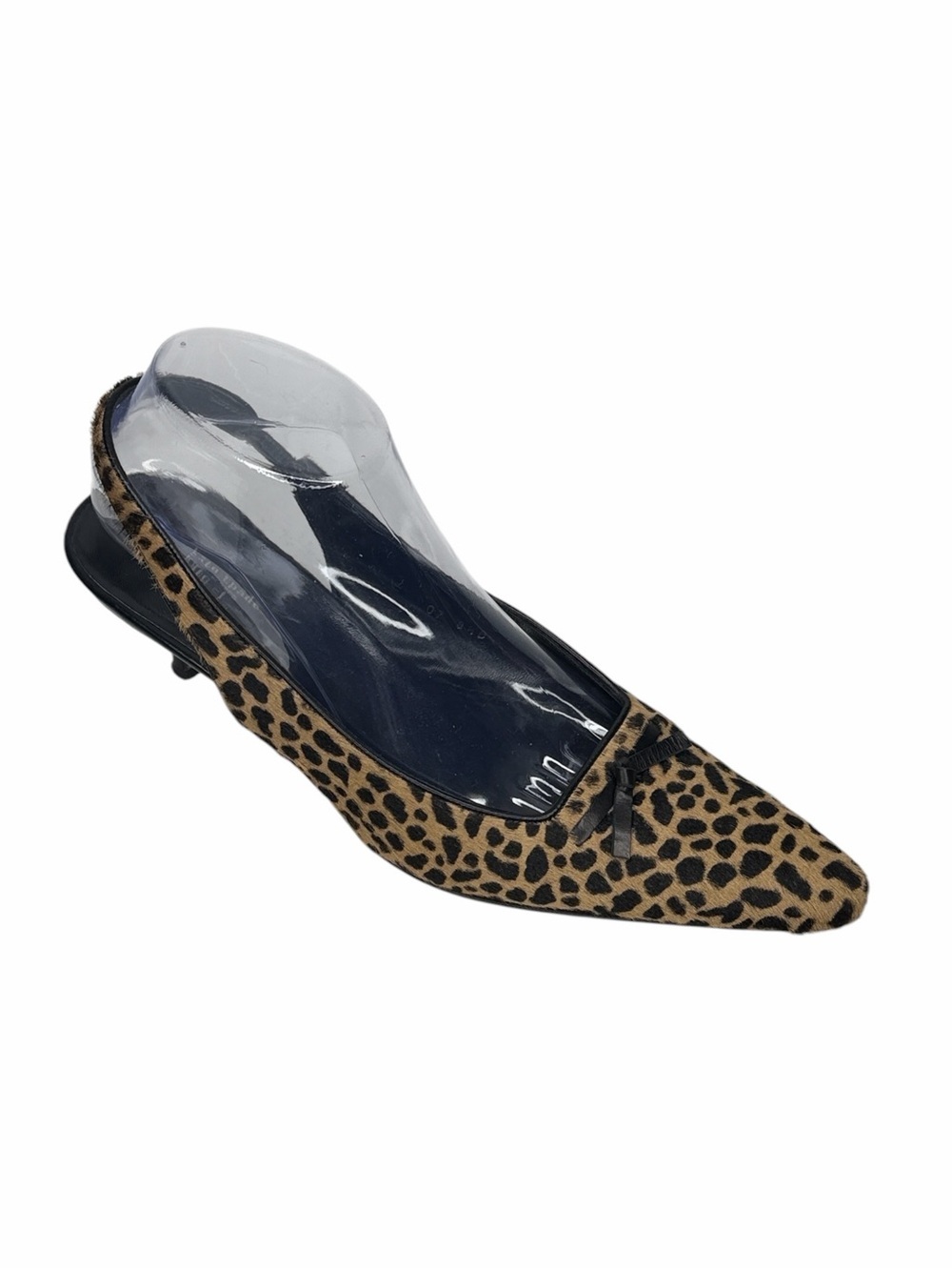 Kate Spade Leopard Calf Hair Slingback Pointed Toe Kitten Heel
